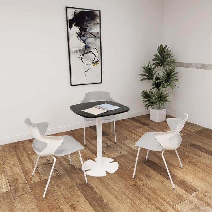 Table haute de réunion carrée pour points debout